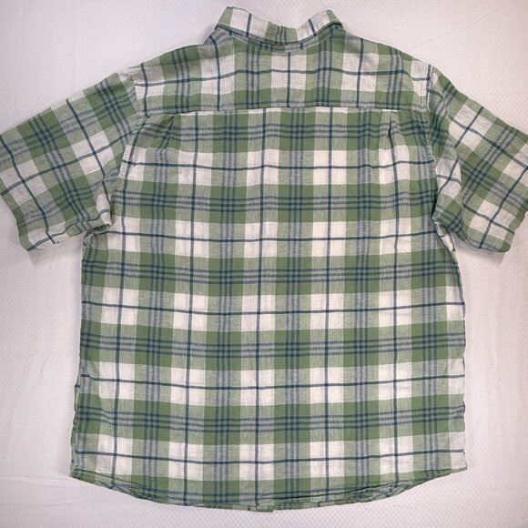 Weatherproof Vintage Men's Linen Woven Shirt, Green/Navy Plaid, Sz XXL-GUC‎ - Picture 2 of 6